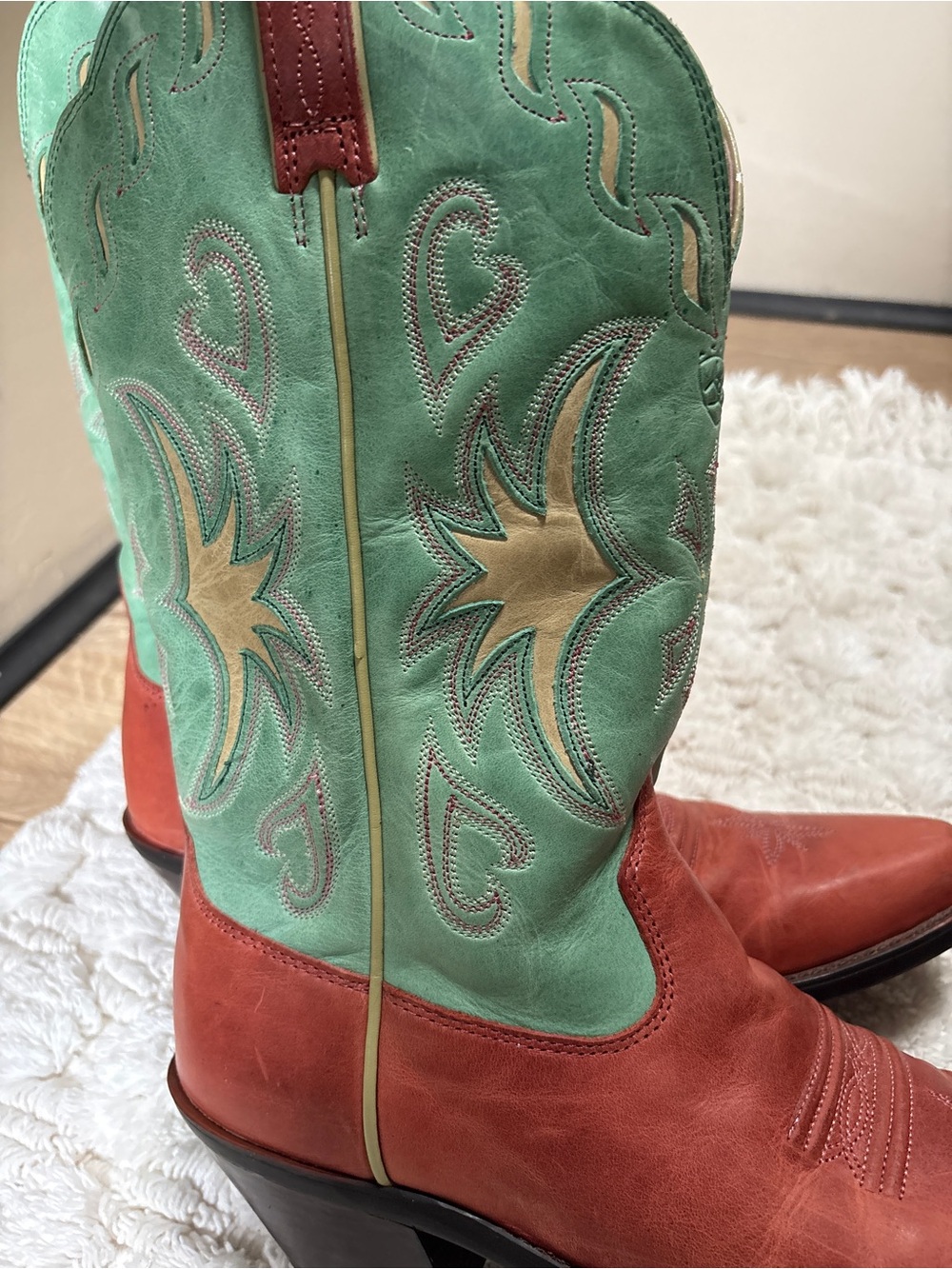 Ariat Women's Manzanita Western Boots Size 7.5 | Pink Green Leather Boho Cowgirl - Picture 12 of 14